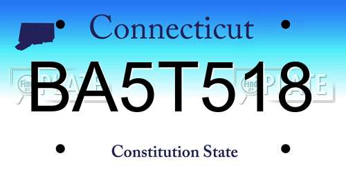 BA5T518 Connecticut License Plate