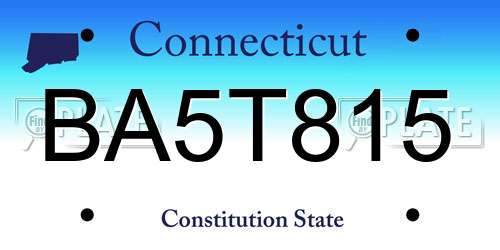 BA5T815 Connecticut License Plate