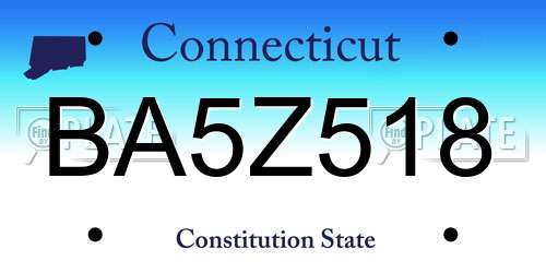 BA5Z518 Connecticut License Plate