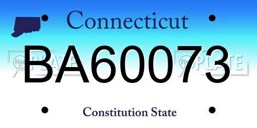 BA60073 Connecticut License Plate