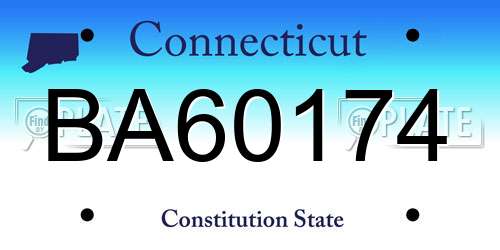 BA60174 Connecticut License Plate