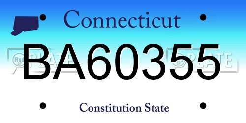 BA60355 Connecticut License Plate