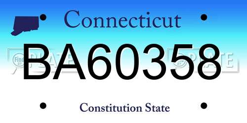 BA60358 Connecticut License Plate