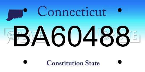 BA60488 Connecticut License Plate