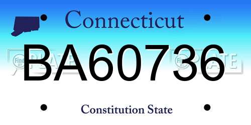 BA60736 Connecticut License Plate