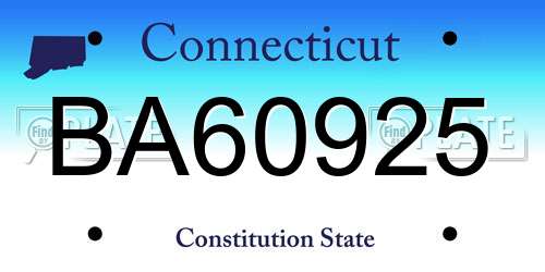 BA60925 Connecticut License Plate