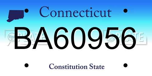 BA60956 Connecticut License Plate
