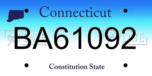 BA61092 Connecticut License Plate