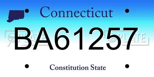 BA61257 Connecticut License Plate