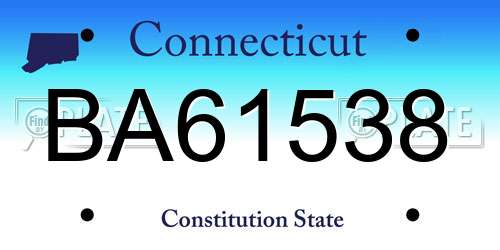 BA61538 Connecticut License Plate