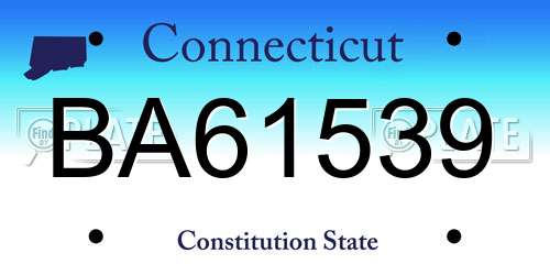 BA61539 Connecticut License Plate