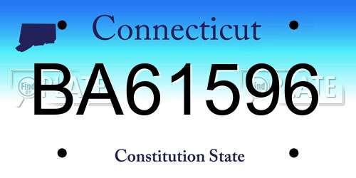 BA61596 Connecticut License Plate