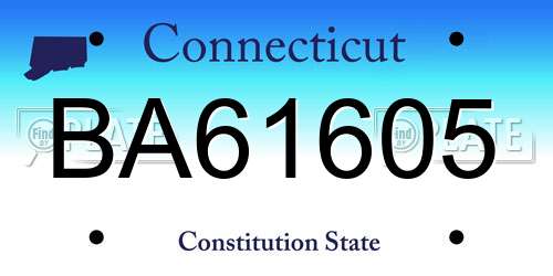 BA61605 Connecticut License Plate