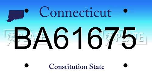 BA61675 Connecticut License Plate