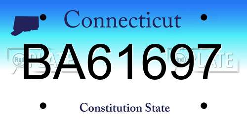 BA61697 Connecticut License Plate