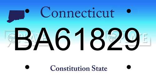 BA61829 Connecticut License Plate