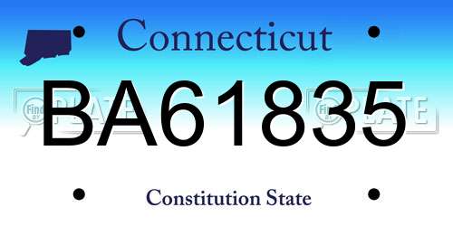 BA61835 Connecticut License Plate
