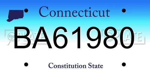 BA61980 Connecticut License Plate