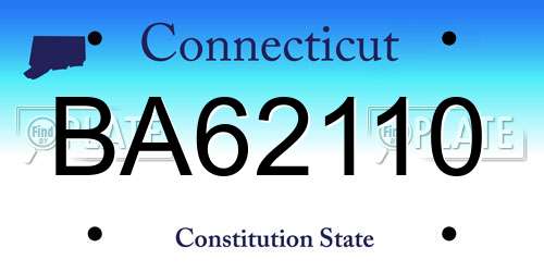 BA62110 Connecticut License Plate