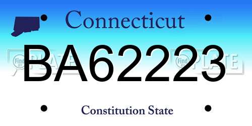 BA62223 Connecticut License Plate