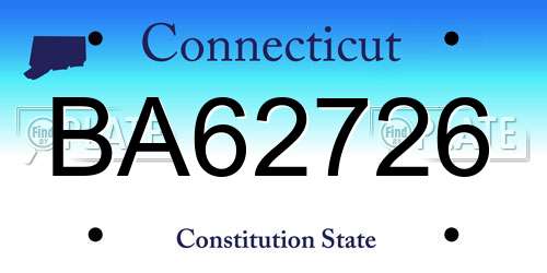BA62726 Connecticut License Plate