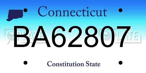 BA62807 Connecticut License Plate