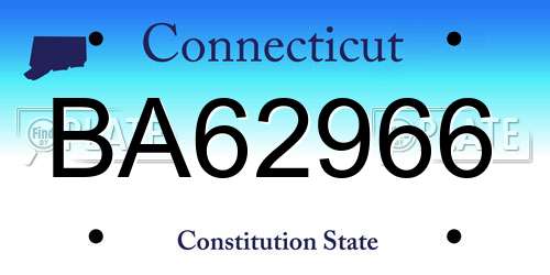 BA62966 Connecticut License Plate