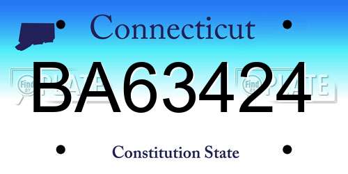 BA63424 Connecticut License Plate