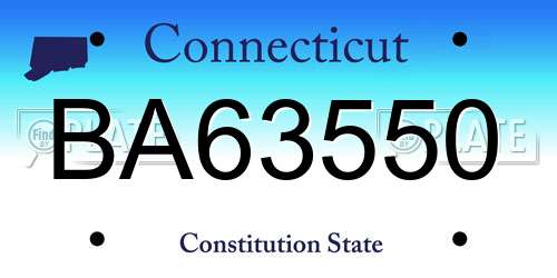 BA63550 Connecticut License Plate