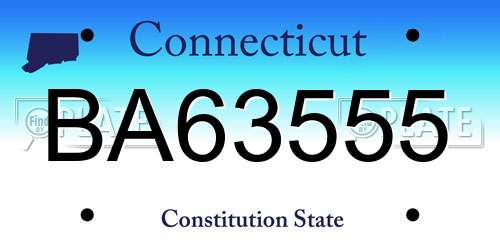 BA63555 Connecticut License Plate
