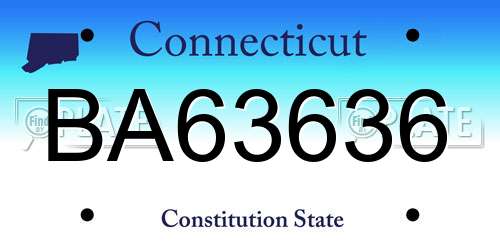 BA63636 Connecticut License Plate
