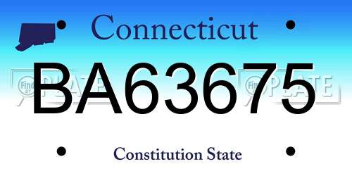 BA63675 Connecticut License Plate