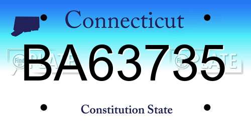 BA63735 Connecticut License Plate