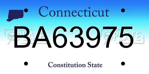 BA63975 Connecticut License Plate