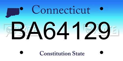 BA64129 Connecticut License Plate