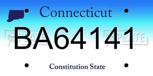 BA64141 Connecticut License Plate