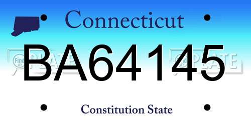 BA64145 Connecticut License Plate