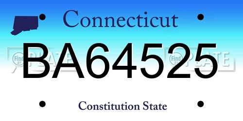 BA64525 Connecticut License Plate