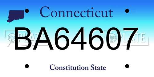 BA64607 Connecticut License Plate