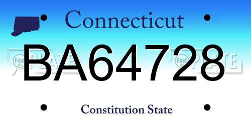 BA64728 Connecticut License Plate