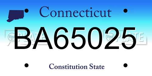 BA65025 Connecticut License Plate