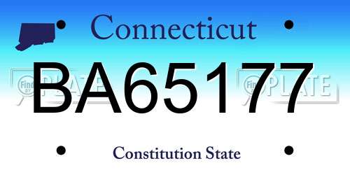 BA65177 Connecticut License Plate