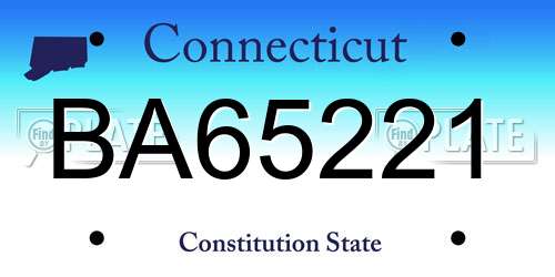 BA65221 Connecticut License Plate