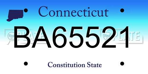 BA65521 Connecticut License Plate