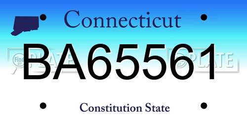 BA65561 Connecticut License Plate