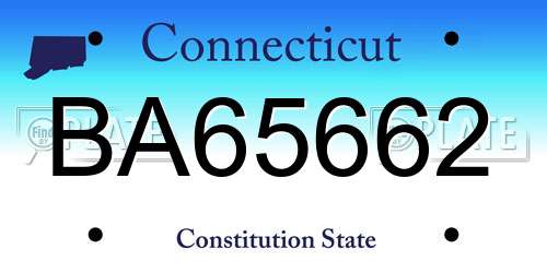 BA65662 Connecticut License Plate