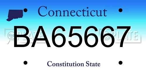 BA65667 Connecticut License Plate