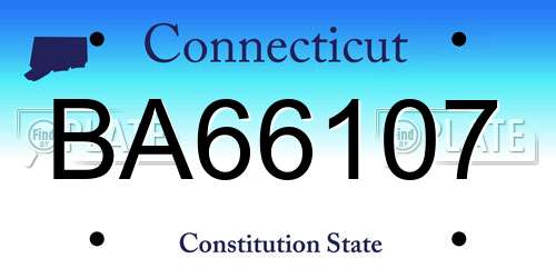 BA66107 Connecticut License Plate
