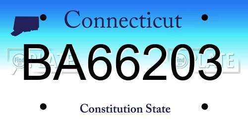 BA66203 Connecticut License Plate