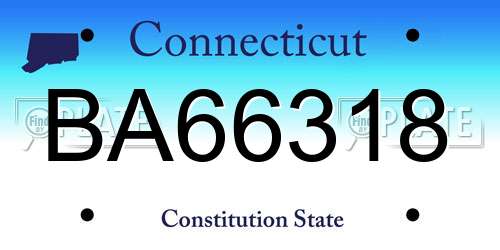 BA66318 Connecticut License Plate